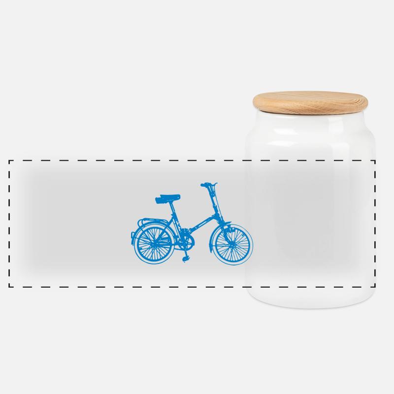 DDR Klapprad Klappfahrrad - Panorama Keksdose mit Holzdeckel - Weiß