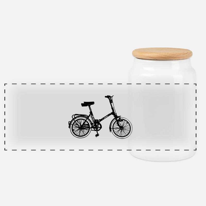 DDR Klapprad Klappfahrrad - Panorama Keksdose mit Holzdeckel - Weiß