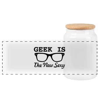 GEEKS SIND SEXY! - Panorama Keksdose mit Holzdeckel - Weiß - Vorne