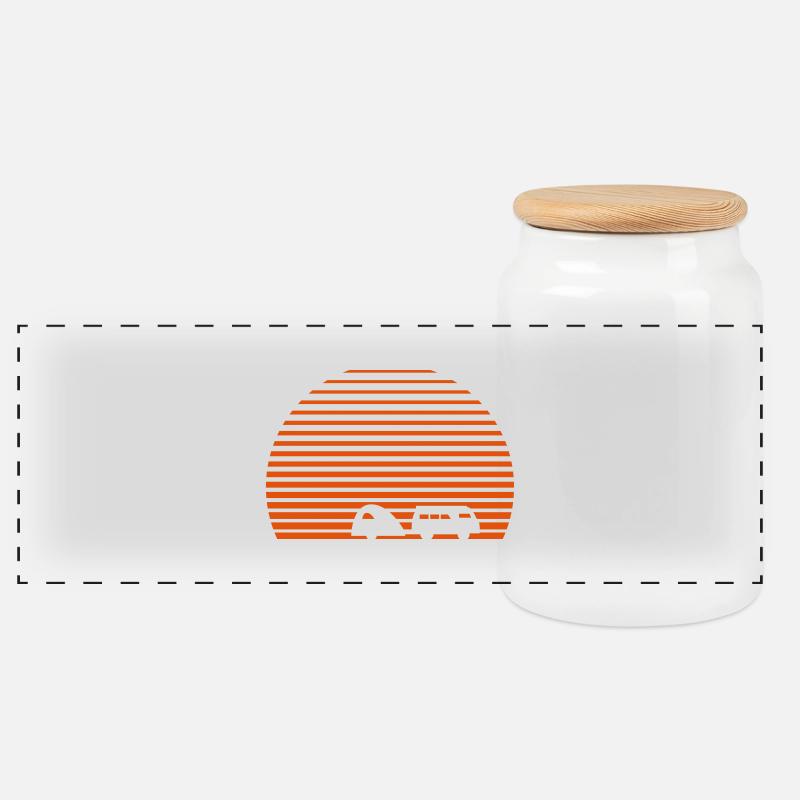 Campeur Sun bus surf plage vacances plage - Boîte à biscuits avec couvercle en bois - blanc