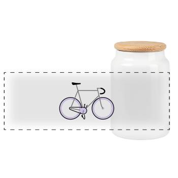 Track Bike - Panoramic Cookie Jar with Wooden Lid - white - Front