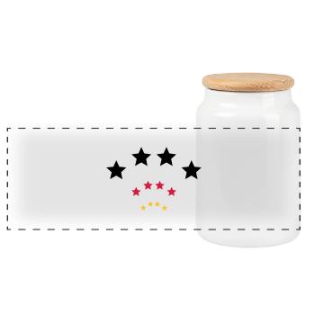 4 Sterne für Schwarz rot gold / quatre étoiles - Boîte à biscuits avec couvercle en bois - blanc - Devant