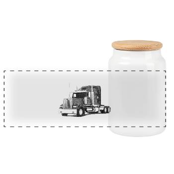 truck - Panorama Keksdose mit Holzdeckel - Weiß - Vorne