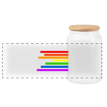 Regenbogen - Panorama Keksdose mit Holzdeckel - Weiß - Vorne