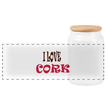 I Love CORK - Panoramic Cookie Jar with Wooden Lid - white - Front