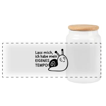 Mein Tempo - Schnecke 1 - Panorama Keksdose mit Holzdeckel - Weiß - Vorne