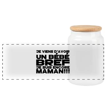 bref je suis encore maman 2 - Boîte à biscuits avec couvercle en bois - blanc - Devant