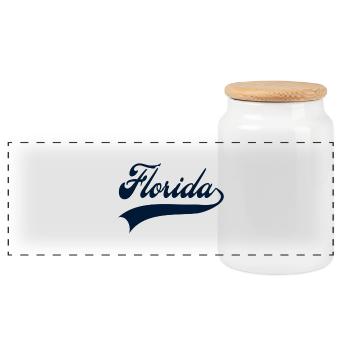florida white navy - Panoramic Cookie Jar with Wooden Lid - white - Front