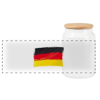 Flag, Flag, Germany fan - Panoramic Cookie Jar with Wooden Lid - white - Front