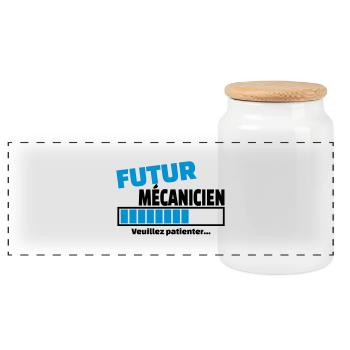 futur mécanicien - Boîte à biscuits avec couvercle en bois - blanc - Devant