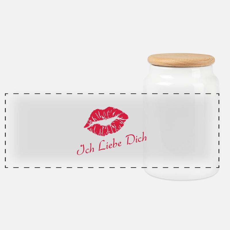 Ich Liebe Dich - Panorama Keksdose mit Holzdeckel - Weiß