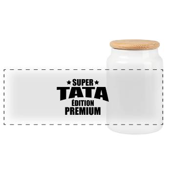 super tata édition premium - Boîte à biscuits avec couvercle en bois - blanc - Devant