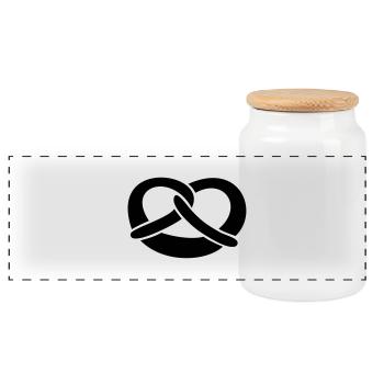 Pretzel - Panoramic Cookie Jar with Wooden Lid - white - Front