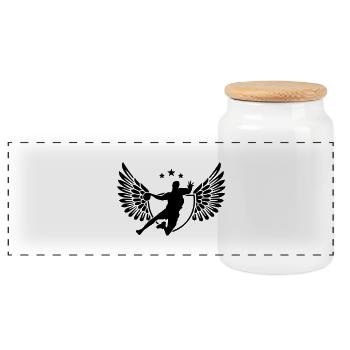 handball - Panoramic Cookie Jar with Wooden Lid - white - Front