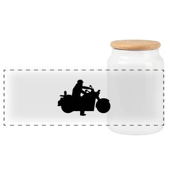 motorbike - Panoramic Cookie Jar with Wooden Lid - white - Front