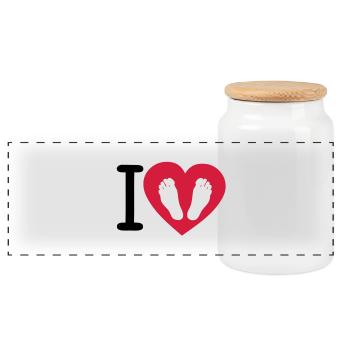 i love what you foot cool - Panoramic Cookie Jar with Wooden Lid - white - Front