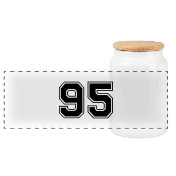 95 - Panoramic Cookie Jar with Wooden Lid - white - Front