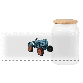 Trecker, Traktor, Schlepper - Panorama Keksdose mit Holzdeckel - Weiß - Vorne