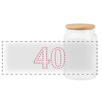 Pünktchen Zahl 40 / dotty number 40 (1c) - Panoramic Cookie Jar with Wooden Lid - white - Front