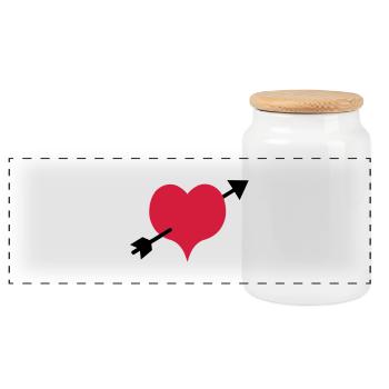 arrow - Panoramic Cookie Jar with Wooden Lid - white - Front