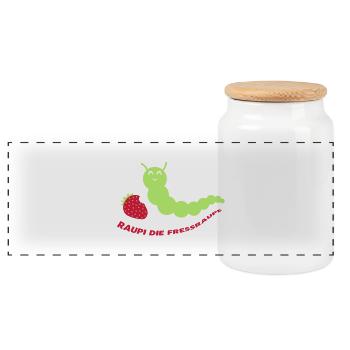 185_raupi_die_fressraupe - Boîte à biscuits avec couvercle en bois - blanc - Devant