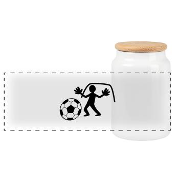 GOALIE mit Handschuhen die Rettung der Ball - Panorama Keksdose mit Holzdeckel - Weiß - Vorne