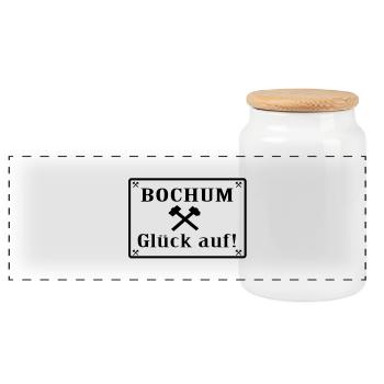 Bonne chance! Bochum - Boîte à biscuits avec couvercle en bois - blanc - Devant