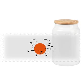 Oiseaux dans le soleil - Boîte à biscuits avec couvercle en bois - blanc - Devant
