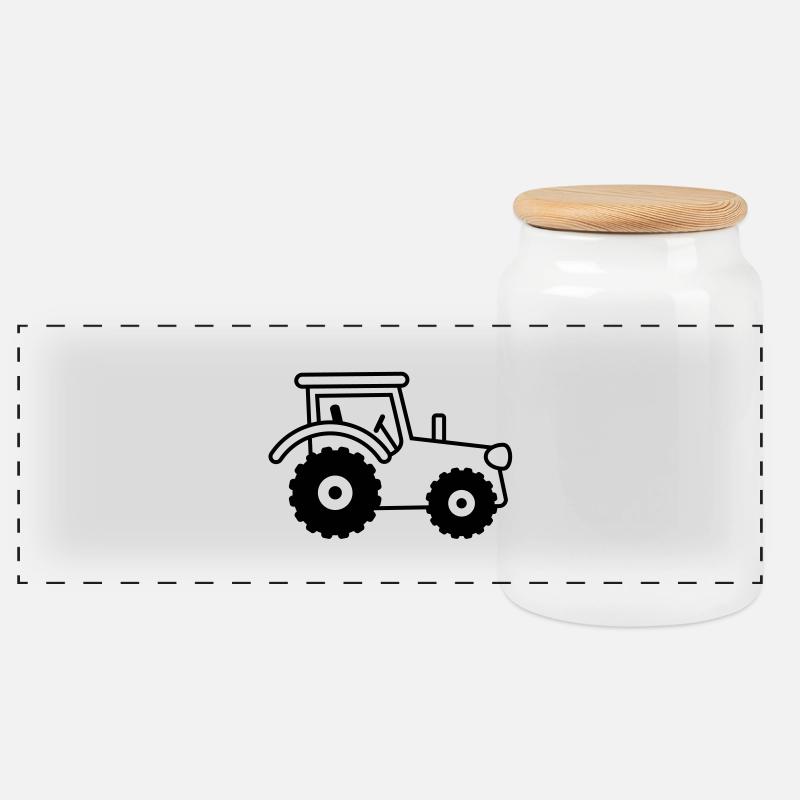 tractor - Panorama Keksdose mit Holzdeckel - Weiß