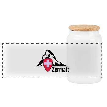 zermatt - Panoramic Cookie Jar with Wooden Lid - white - Front