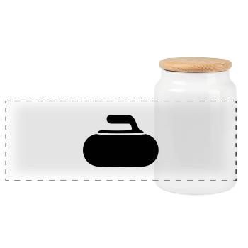Curlingstein Curling Curler - Panorama Keksdose mit Holzdeckel - Weiß - Vorne