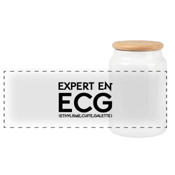 Expert ECG - Panoramic Cookie Jar with Wooden Lid - white - Front