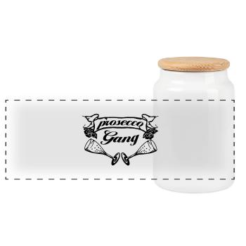 prosecco - Panorama Keksdose mit Holzdeckel - Weiß - Vorne