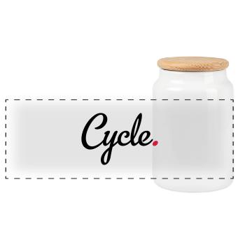 cycling - Panoramic Cookie Jar with Wooden Lid - white - Front