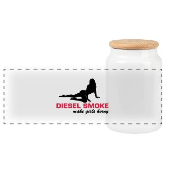 Diesel Smoke make Girls horny - Panorama Keksdose mit Holzdeckel - Weiß - Vorne