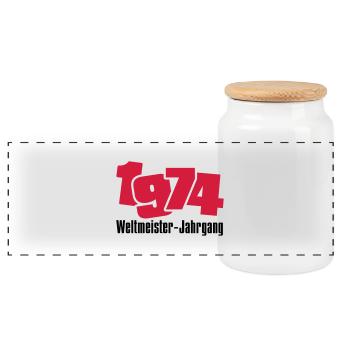 1974 champion du monde de cru, 2 couleurs - Boîte à biscuits avec couvercle en bois - blanc - Devant