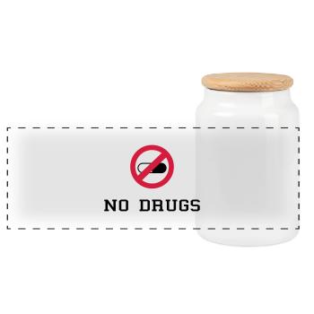 No Drugs / Say no to drugs / Drogen / Keine Drogen - Panorama Keksdose mit Holzdeckel - Weiß - Vorne