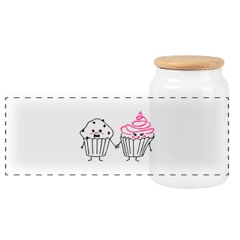 cupcake loves muffin 01 - Panorama Keksdose mit Holzdeckel - Weiß - Vorne