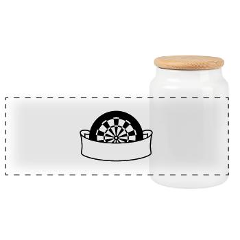 Darts Board Banner - Panoramic Cookie Jar with Wooden Lid - white - Front