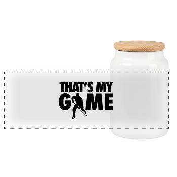 Hockey: That's my game - Panorama Keksdose mit Holzdeckel - Weiß - Vorne