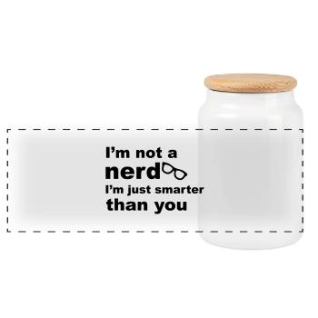 Nerd Glasses - Panoramic Cookie Jar with Wooden Lid - white - Front
