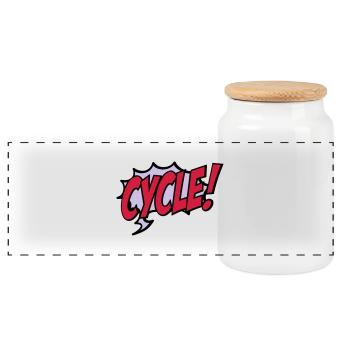 cycle - Panoramic Cookie Jar with Wooden Lid - white - Front