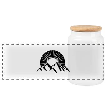 Belles montagnes avec soleil - Boîte à biscuits avec couvercle en bois - blanc - Devant