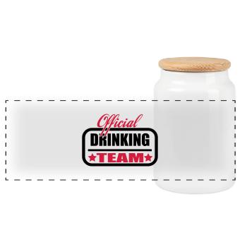 team drinking - Panorama Keksdose mit Holzdeckel - Weiß - Vorne