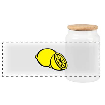 Lemon - Panoramic Cookie Jar with Wooden Lid - white - Front