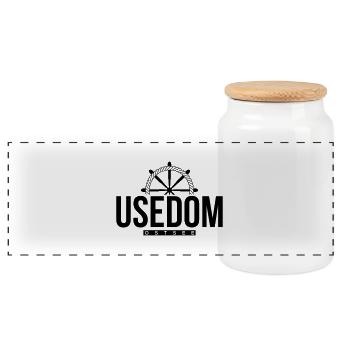 Usedom - Panorama Keksdose mit Holzdeckel - Weiß - Vorne