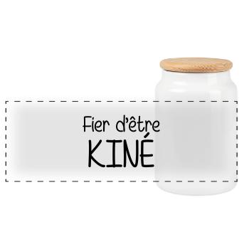 Fier d'être Kiné - Panoramic Cookie Jar with Wooden Lid - white - Front