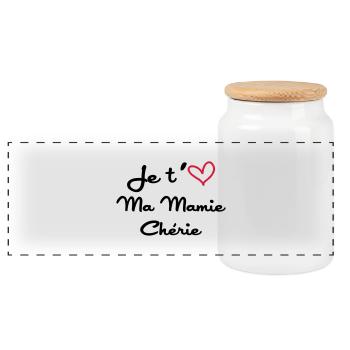 je t'aime ma Mamie chérie ! - Boîte à biscuits avec couvercle en bois - blanc - Devant