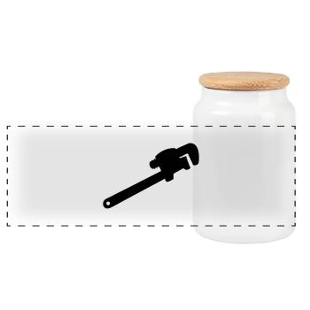 clé à molette outil de mécanicien , plombier - Boîte à biscuits avec couvercle en bois - blanc - Devant