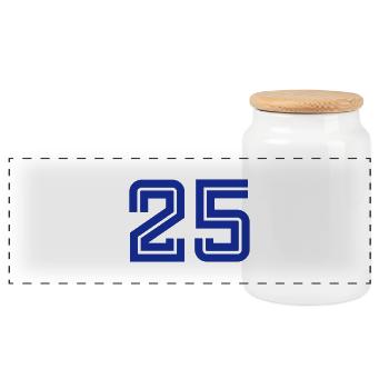 College Numbers, Nummern, Sports Numbers, 25 - Panorama Keksdose mit Holzdeckel - Weiß - Vorne
